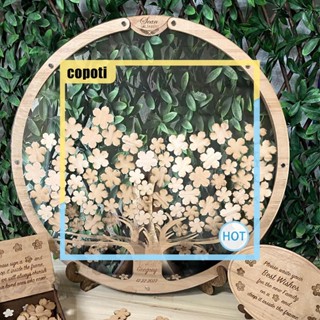 Copoti กล่องไม้ใส่ข้อความ ลายดอกไม้ 60 80 ดอก สําหรับตกแต่งบ้าน งานแต่งงาน DIY