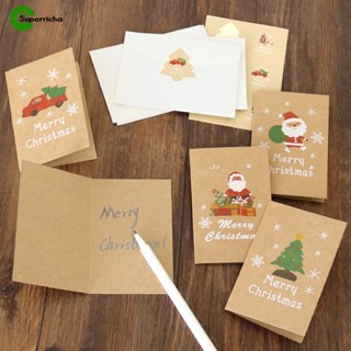 ซองจดหมายคริสต์มาส พร้อมสติกเกอร์ / โปสการ์ดพับปีใหม่ / การ์ดเชิญ Merry Christmas DIY / การ์ดอวยพรต้นคริสต์มาส ซานตาคลอส / การ์ดอวยพร 6 ชิ้น / ชุด การ์ดโปรดปรานคราฟท์คริสต์มาส