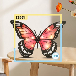 Copoti รูปปั้นผีเสื้อไม้แกะสลัก ไล่โทนสี 3D พร้อมไฟ สําหรับตกแต่งบ้าน