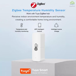 Tuya ZigBee เครื่องตรวจจับอุณหภูมิความชื้น APP แบบเรียลไทม์ เข้าได้กับ Alexa Google Home