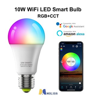 WiFi สมาร์ทหลอดไฟทำงานร่วมกับ Alexa RGB Corrorful Dimmable ฟังก์ชั่นจับเวลา Magic Light หรือรีโมทคอนโทรลโคมไฟ MOLISA