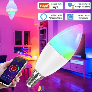 Moes WiFi สมาร์ทหลอดไฟ LED RGBW C + W สีขาว Dimmable5W GU10/E14/E27 Light Smart Life Graffiti รีโมทคอนโทรล Alexa Google MOLISA