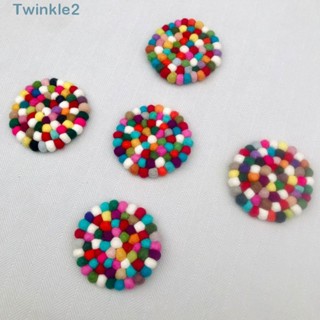 Twinkle แผ่นรองแก้ว ผ้าสักหลาด ทรงกลม ขนาดเล็ก 4 นิ้ว หลากสี แฮนด์เมด ทนทาน 5 ชิ้น