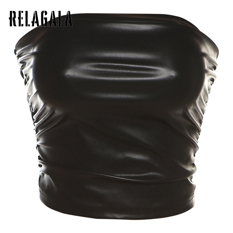 RelaGala เทรนด์แฟชั่นใหม่ของผู้หญิง Casual Simple Off Shoulder Slim สีทึบอเนกประสงค์ Tube Top