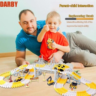 Darby DIY รถไฟของเล่น รถแข่ง รถข้ามทาง รถไฟของเล่น รถไฟไฟฟ้า DIY ของเล่นเพื่อการศึกษา สําหรับเด็ก