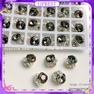 ♕ 1pc Nail Art Fat Square Heap Diamond Finished Jewelry Snowflake Pearl Pointed Bottom Drill Alloy Party Festival อุปกรณ์แต่งเล็บสำหรับร้านเล็บ UPBEST