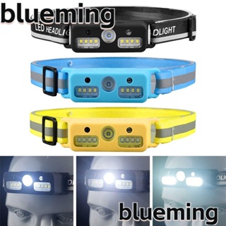 Blueming2 ไฟฉายคาดศีรษะ เซนเซอร์จับการเคลื่อนไหว 3 สี ชาร์จ USB กันน้ํา XPE+COB LED ABS สําหรับตั้งแคมป์