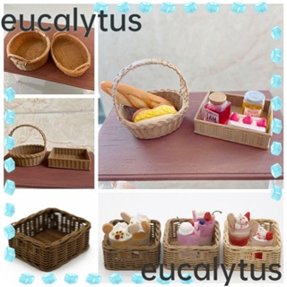 Eucalytus1 ตะกร้าสานเรซิ่น ขนาดเล็ก สเกล 1/6 1/8 พร้อมที่จับ สําหรับตกแต่งบ้านตุ๊กตา