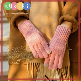 Sukiki ถุงมือขับรถ ขี่จักรยาน ถุงมือถัก กันลม กันลม แฟชั่น ให้ความอบอุ่น หน้าจอสัมผัส ถุงมือสั้น ฤดูหนาว