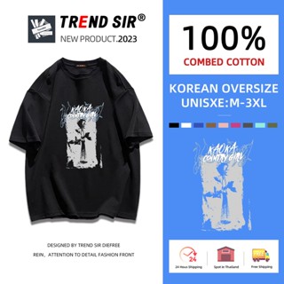 TrendSir 🎉พร้อมส่ง🎉เสื้อยืดนิ่ม🌹คอกลม ไม่ยับ ไม่ย้วย สตรีท oversize✔เสื้อยืดสีชมพู เสื้อผ้าวัยรุ่นแฟชั่นเกาหลี แฟชั่นสไตร์เกาหลี✔สำหรับชายและหญิง