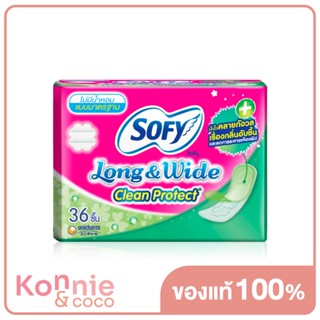 Sofy แผ่นอนามัย Long &amp; Wide Clean Protect Unscented 36pcs.