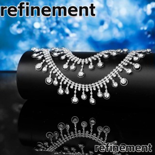 Refinement สายโซ่พู่ยาว ประดับพลอยเทียม ทรงกลม กว้าง 1.1 นิ้ว ยาว 1 หลา สีเงิน สําหรับงานแต่งงาน ปาร์ตี้