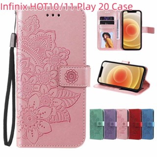 เคสโทรศัพท์มือถือหนัง ฝาพับ ลายดอกไม้ 3D กันกระแทก สําหรับ Infinix HOT 9 Play 10 10 Play 11 Play 10S NFC HOT 20 4G 20S HOT 11 11S 11S NFC Note12 G96