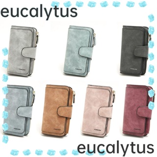 Eucalytus1 กระเป๋าสตางค์ ใบยาว หนัง PU มีซิป หลายชั้น ความจุขนาดใหญ่ แฟชั่นสําหรับสตรี