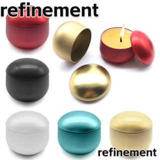 Refinement กระปุกดีบุกใส่เทียน ทรงกลม แบบพกพา สีพื้น สําหรับบ้าน