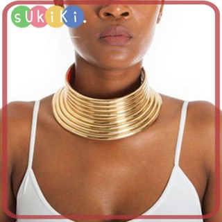 Sukiki เครื่องประดับแอฟริกัน, แรงบิด วินเทจ สร้อยคอโช้คเกอร์, Bijoux Maxi หนัง สร้อยคอทอง ผู้หญิง