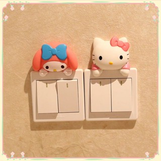 การ์ตูน 3d สร้างสรรค์น่ารักสวิตช์สติ๊กเกอร์สร้างสรรค์ Sanrio อุปกรณ์ตกแต่งห้องสวิทช์สติ๊กเกอร์การ์ตูน Hello Kitty Mymelody น่ารักซ็อกเก็ตสติ๊กเกอร์【ซันนี่】