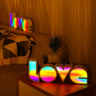 【shuanghong666】Love Letter LED Light Colorful Night Lamp Party Bedroom Wedding Xmas Decor Gift