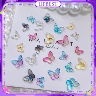 ♕ 30 ชิ้น Nail Art Aurora Symphony Butterfly Jewelry ขนาดใหญ่ไล่โทนสีเรซิ่นผีเสื้อสามมิติอุปกรณ์ตกแต่งเล็บแต่งเล็บสำหรับร้านเล็บ 30 แบบ UPBEST