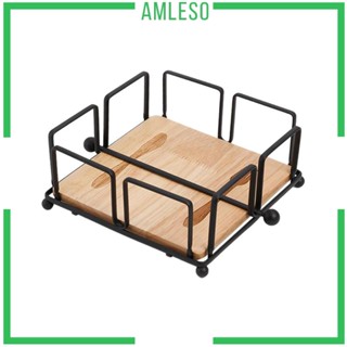 [Amleso] อุปกรณ์ที่วางกระดาษเช็ดปาก และกระดาษทิชชู่ แบบตั้งโต๊ะ ฐานไม้ สไตล์ยุโรป สําหรับตกแต่งบ้าน ร้านอาหาร