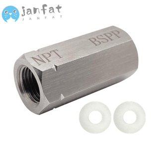 Janfat อะแดปเตอร์เชื่อมต่อเกลียวด้านใน ตัวเมีย 1/8 BSPP สเตนเลส 1/8 NPT ตัวเมีย สีเงิน