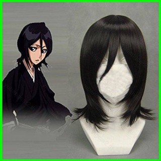 Yb2 วิกผมสั้น คอสเพลย์อนิเมะ Bleach Kuchiki Rukia สีดํา สําหรับผู้หญิง ผู้ชาย BY2