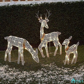 คริสต์มาส Elk กลางแจ้ง Wrought Iron เครื่องประดับส่องสว่างสามชิ้นชุด Holiday Courtyard ตกแต่ง LED กันน้ำ Elk TH1