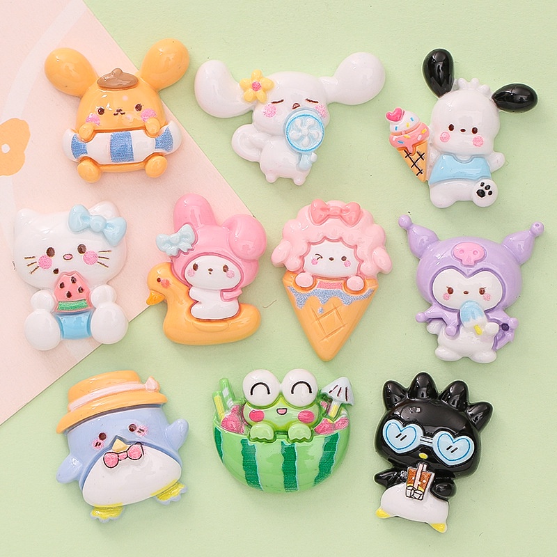 สติกเกอร์เรซิ่น ลายการ์ตูนสัตว์ ไอศกรีม ไอศกรีม diy สําหรับติดตกแต่งตู้เย็น