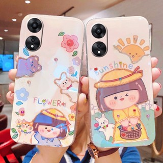 ใหม่ เคสโทรศัพท์มือถือ กันกระแทก ลายการ์ตูนเด็กผู้หญิง ดอกทานตะวันน่ารัก สําหรับ OPPO A78 4G 5G INS