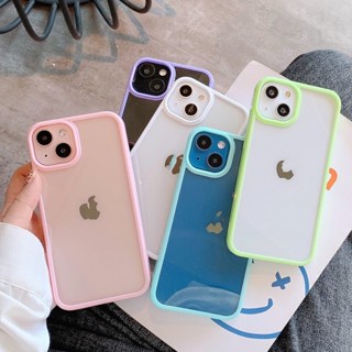 เคสไอโฟน เคสโทรศัพท์มือถืออะคริลิคใส สีแคนดี้ สําหรับ iPhone 15 14 13 mini 12 11 pro MAX XR XS MAX 7p 8p 7 8