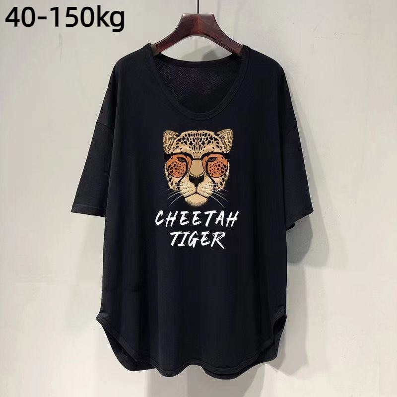 【Tshirt Oversize】เสื้อยืดแขนสั้น คอยู ทรงหลวม พิมพ์ลาย ขนาดใหญ่ สไตล์เกาหลี สตรีท (40-150 กก.)