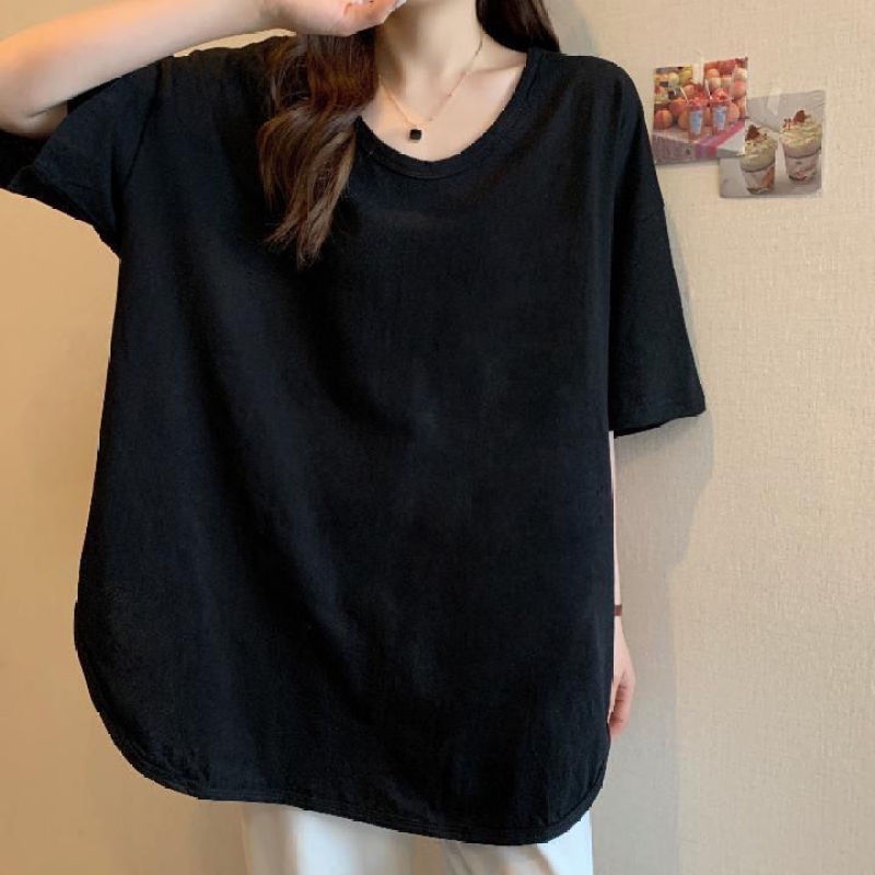 【Tshirt Oversize】เสื้อยืดคอกลม แขนสั้น ทรงหลวม ขนาดใหญ่ สไตล์เกาหลี สําหรับผู้หญิง (40-150 กก.)
