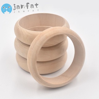 Janfat กําไลข้อมือไม้เปล่า ทรงกลม ขนาด 3.4x1 นิ้ว สําหรับทํางานฝีมือ DIY 4 ชิ้น