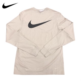 【พร้อมส่ง】เสื้อยืดคอกลม แขนยาว ผ้าฝ้าย 100% ลายโลโก้ Nike Swoosh แห้งเร็ว ขนาดใหญ่ DZ3044