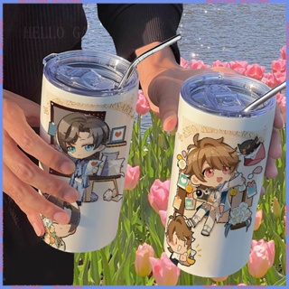 🪆Animation Peripheral Limited 🥤Thermos Cup🥤กระติกน้ําร้อน สเตนเลส ลายการ์ตูน แบบพกพา พร้อมหลอดดูด คุณภาพสูง สําหรับผู้หญิง