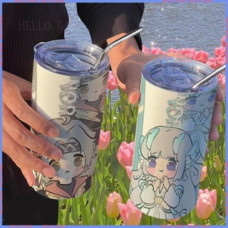 🍯🥤Animation Peripheral 🥤Limited Thermos Cup🥤King Glory Yaoxishi กระติกน้ําร้อนสเตนเลส พร้อมหลอดดูด แบบพกพา คุณภาพสูง ลายการ์ตูนโคล่า สําหรับผู้หญิง