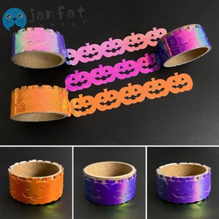 Janfat สติกเกอร์ฟอยล์เลเซอร์ ลายฟักทอง หลากสีสัน DIY สําหรับตกแต่ง