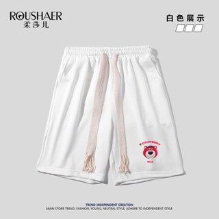 กางเกงขาสั้น พิมพ์ลายหมี สตรอเบอร์รี่ ทรงหลวม สไตล์ใหม่ เหมาะกับฤดูร้อน สําหรับผู้หญิง