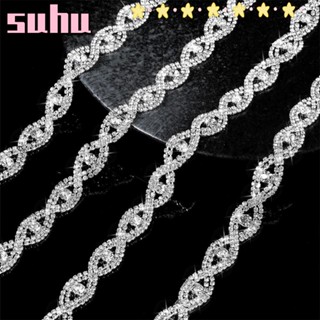 Suhuhd สายโซ่คริสตัลพลอยเทียม 0.6 นิ้ว สีขาว สําหรับหมวก กระเป๋า 1 หลา