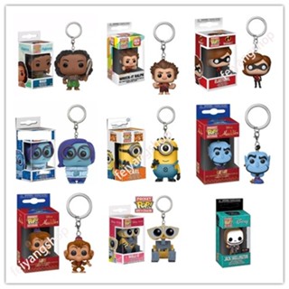 ใหม่ พวงกุญแจฟิกเกอร์ Funko POP Moana Maui Inside Out Sasness The Incredibles Elastigirl Abu carl sally jack genie Modwl Dollkeyring ของขวัญ