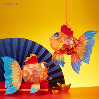 Elmer โคมไฟ LED รูปปลาคาร์พนําโชค เรืองแสง แฮนด์เมด สไตล์เรโทร DIY สําหรับถ่ายภาพ