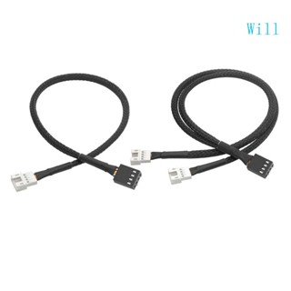 Will 4PIN สายเคเบิลพัดลมเมนบอร์ด สีดํา Y Splitter PWM พัดลม สายเคเบิล คอมพิวเตอร์ PC พัดลม สายไฟ สายเคเบิลอะแดปเตอร์ขยาย