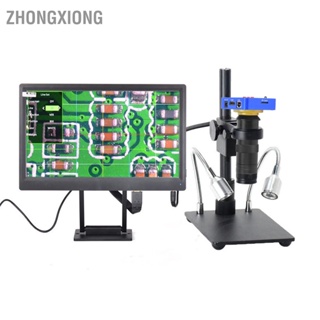 ZhongXiong 38MP HDMI USB กล้องจุลทรรศน์วิดีโออุตสาหกรรมพร้อมชุดเลนส์ 100X ปลั๊ก EU 110-240V