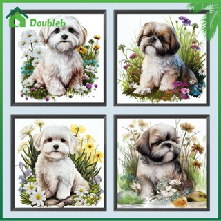 【Doub X ✮】ภาพวาดปักเพชร ทรงกลม ลาย Bichon Frise 5D DIY สําหรับตกแต่งบ้าน ✮