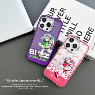 เคสโทรศัพท์มือถือ ซิลิโคน TPU ผิวด้าน กันกระแทก พิมพ์ลาย Barbie Toy Story Buzz Lightyear คุณภาพสูง สีเงิน สําหรับ iPhone 15 11 12 13 14 Pro Max