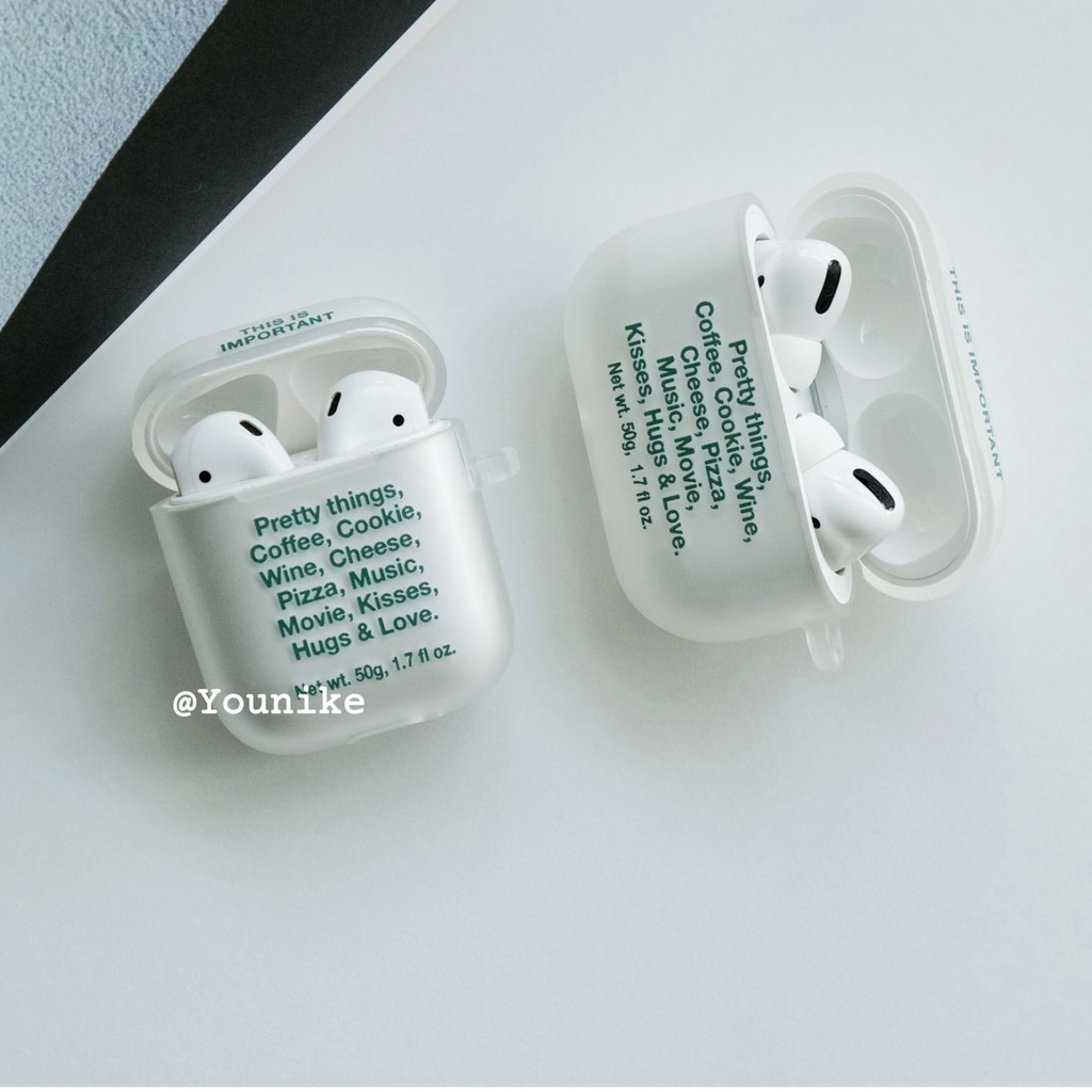 เคสหูฟังบลูทูธไร้สาย แบบนิ่ม ลายภาษาอังกฤษ เรียบง่าย สไตล์เกาหลี สําหรับ Airpods 1 2 3 pro2