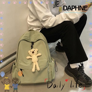 Daphne กระเป๋าเป้สะพายหลัง ผ้าไนล่อน ความจุขนาดใหญ่ พร้อมจี้ห้อย สําหรับนักเรียน 2023