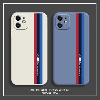 [Aimeidai] เคสโทรศัพท์มือถือ ซิลิโคน กันกระแทก พิมพ์ลาย BMW Tricolor Bars สําหรับ iPhone 14 13 12 11 X 8 7 6 5 SE Series