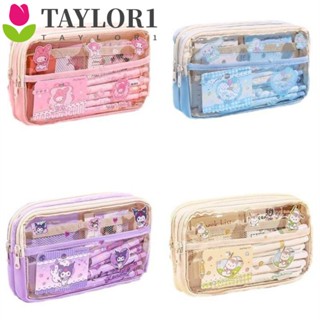 Taylor1 กระเป๋าดินสอ PVC ใส ลายอนิเมะ Cinnamoroll จุของได้เยอะ ของขวัญ สําหรับเด็กผู้หญิง