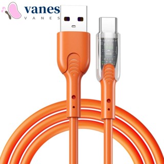 Vanes1 สายชาร์จโทรศัพท์มือถือ USB C 65W Type C Micro USB ชาร์จเร็ว 1 เมตร 6A สีส้ม